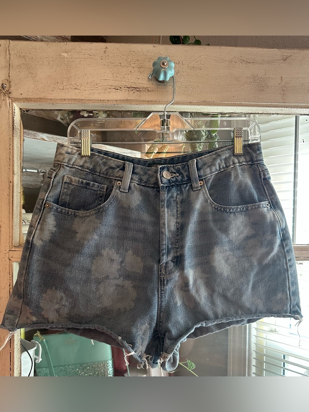wild fable | Floral Bleached Dyed High-Rise Denim Shorts